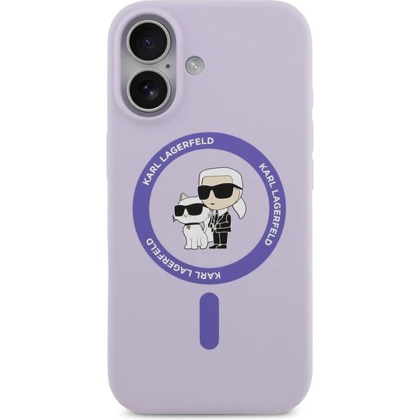 Karl Lagerfeld Liquid Silicone Karl and Choupette MagSafe kryt iPhone 17 ružový