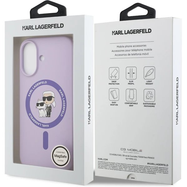 Karl Lagerfeld Liquid Silicone Karl and Choupette MagSafe kryt iPhone 17 ružový