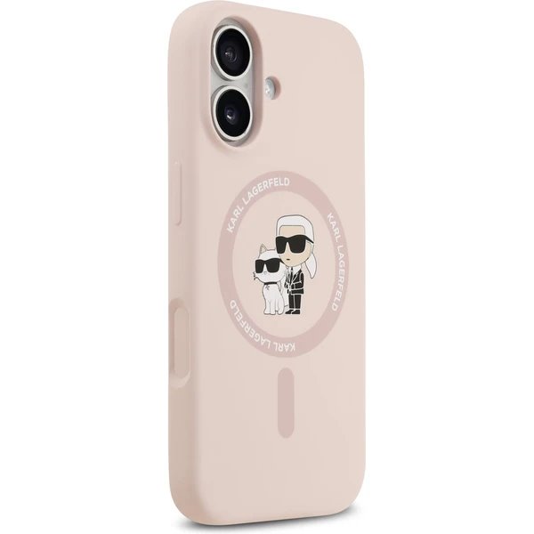 Karl Lagerfeld Liquid Silicone Karl and Choupette MagSafe kryt iPhone 17 ružový