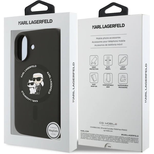 Karl Lagerfeld Liquid Silicone Karl and Choupette MagSafe kryt iPhone 17 čierny