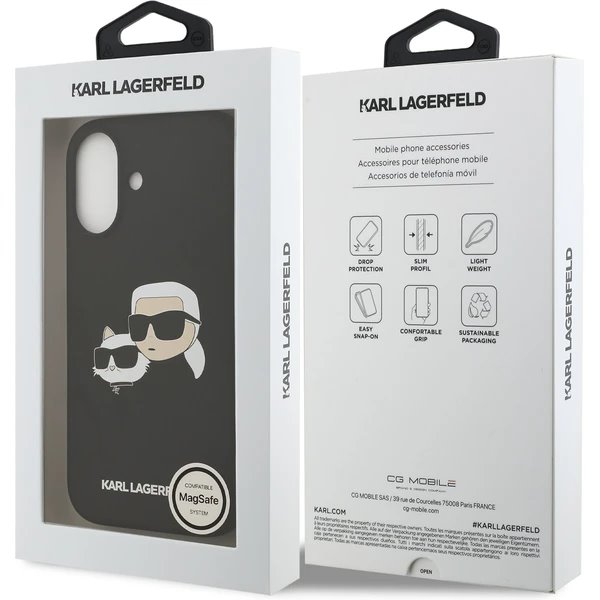 Karl Lagerfeld Liquid Silicone Double Heads MagSafe kryt iPhone 17 čierny