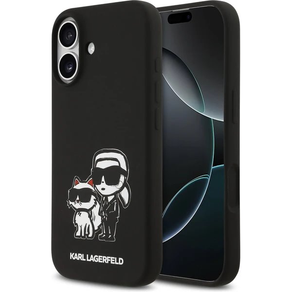 Karl Lagerfeld Liquid Silicone K&CH Sketch MagSafe kryt iPhone 17 čierny
