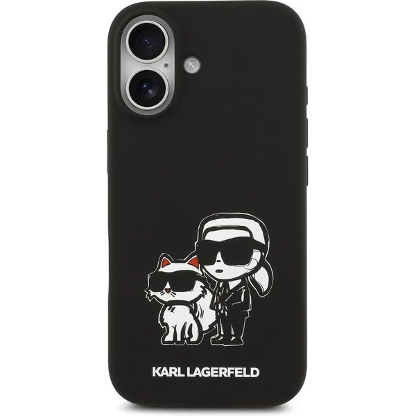 Karl Lagerfeld Liquid Silicone K&CH Sketch MagSafe kryt iPhone 17 čierny