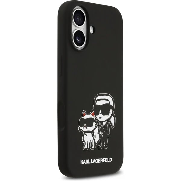 Karl Lagerfeld Liquid Silicone K&CH Sketch MagSafe kryt iPhone 17 čierny