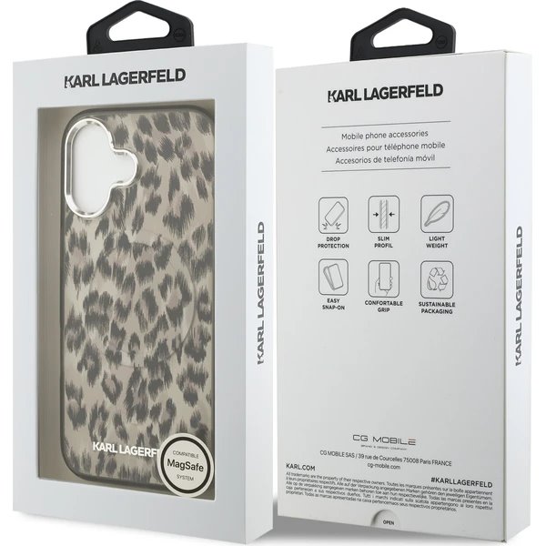 Karl Lagerfeld IML Leopard MagSafe kryt iPhone 17 hnedý