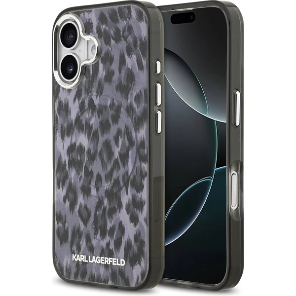 Karl Lagerfeld IML Leopard MagSafe kryt iPhone 17 šedý