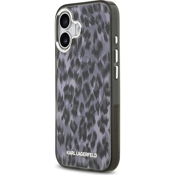 Karl Lagerfeld IML Leopard MagSafe kryt iPhone 17 šedý