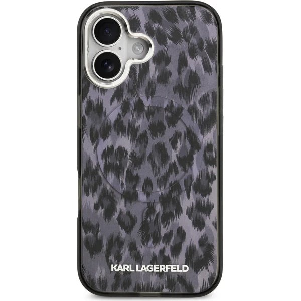 Karl Lagerfeld IML Leopard MagSafe kryt iPhone 17 šedý