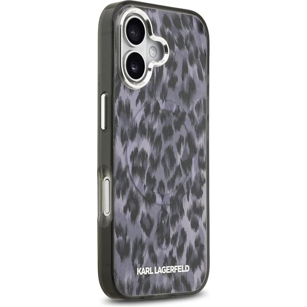 Karl Lagerfeld IML Leopard MagSafe kryt iPhone 17 šedý