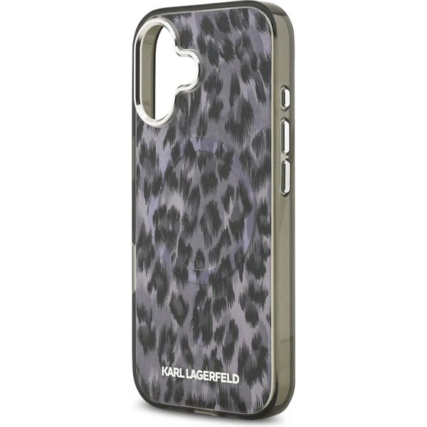 Karl Lagerfeld IML Leopard MagSafe kryt iPhone 17 šedý