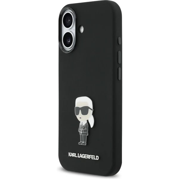Karl Lagerfeld Liquid Silicone Metal Ikonik kryt iPhone 17 čierny