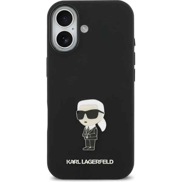 Karl Lagerfeld Liquid Silicone Metal Ikonik kryt iPhone 17 čierny