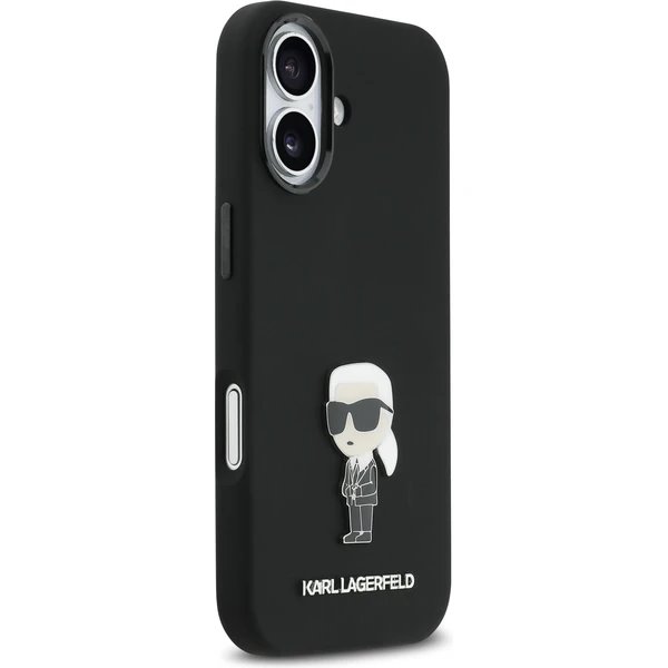 Karl Lagerfeld Liquid Silicone Metal Ikonik kryt iPhone 17 čierny