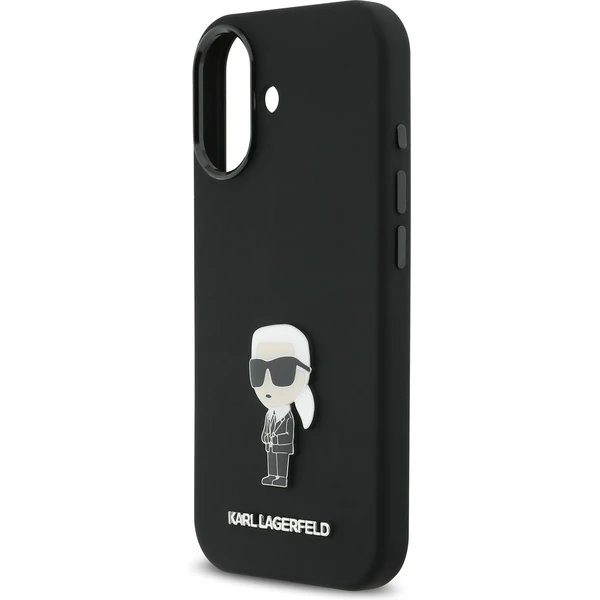 Karl Lagerfeld Liquid Silicone Metal Ikonik kryt iPhone 17 čierny