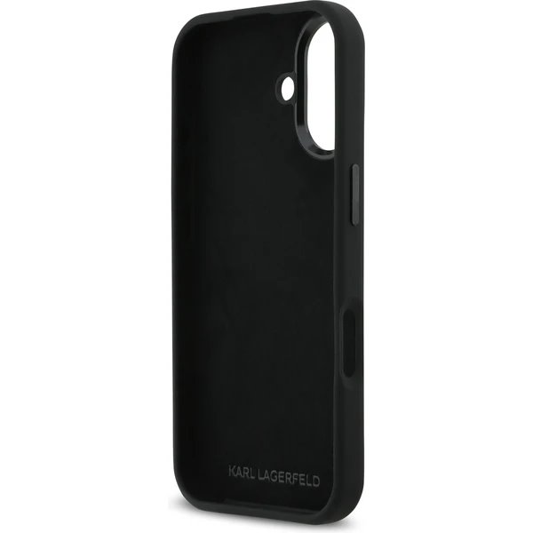 Karl Lagerfeld Liquid Silicone Metal Ikonik kryt iPhone 17 čierny