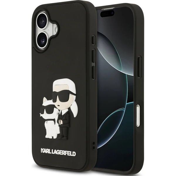 Karl Lagerfeld 3D Rubber Karl and Choupette kryt iPhone 17 čierny