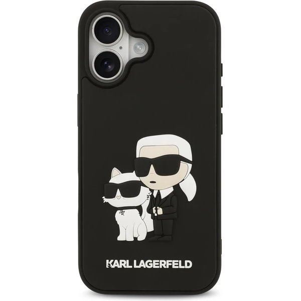 Karl Lagerfeld 3D Rubber Karl and Choupette kryt iPhone 17 čierny