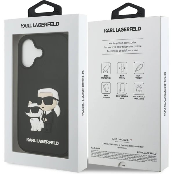 Karl Lagerfeld 3D Rubber Karl and Choupette kryt iPhone 17 čierny