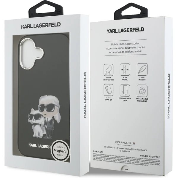 Karl Lagerfeld IML Aquarelle Karl and Choupette kryt iPhone 17 čierny