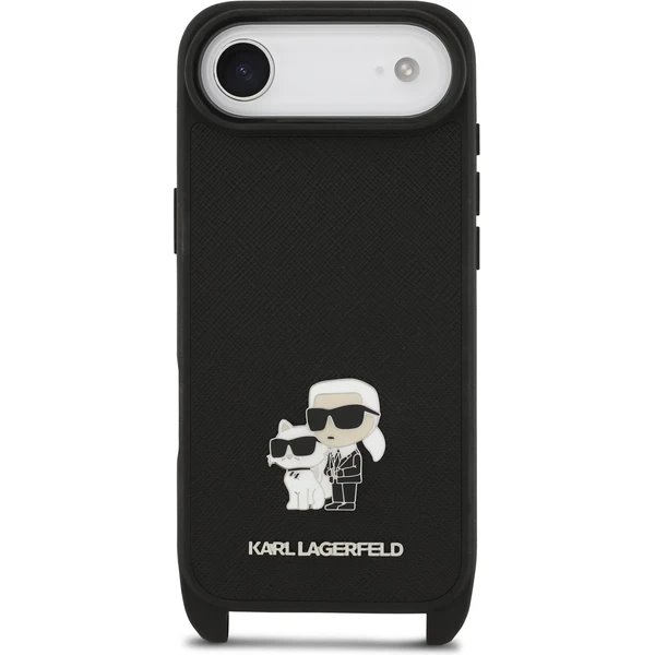 Karl Lagerfeld Saffiano Crossbody Popruh Metal Karl and Choupette kryt iPhone Air čierny