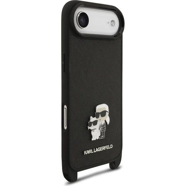 Karl Lagerfeld Saffiano Crossbody Popruh Metal Karl and Choupette kryt iPhone Air čierny