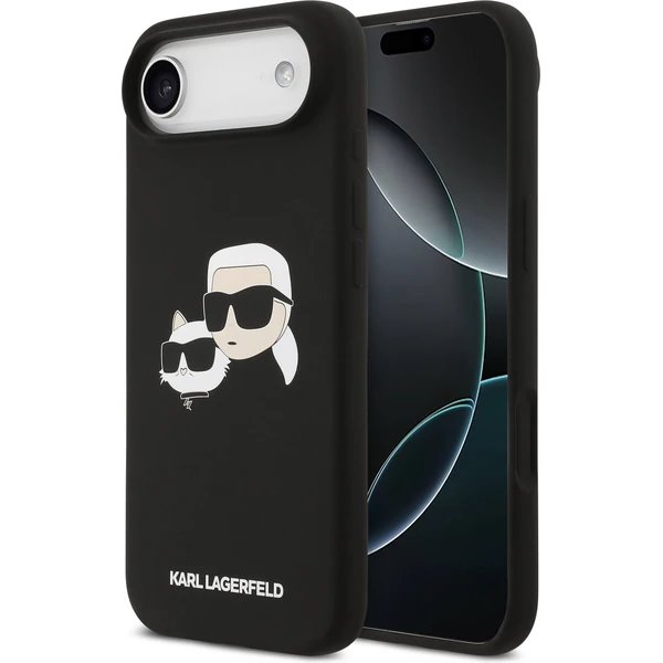 Karl Lagerfeld Liquid Silicone Double Heads MagSafe kryt iPhone Air čierny