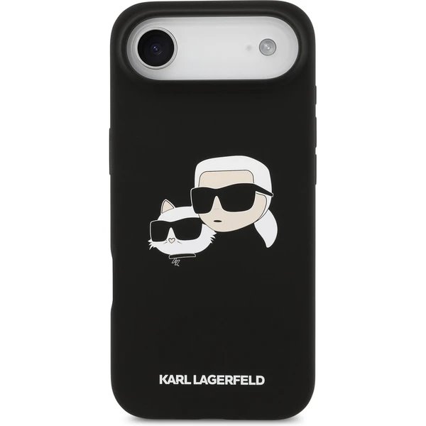 Karl Lagerfeld Liquid Silicone Double Heads MagSafe kryt iPhone Air čierny