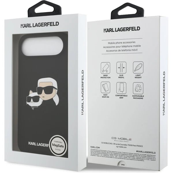 Karl Lagerfeld Liquid Silicone Double Heads MagSafe kryt iPhone Air čierny