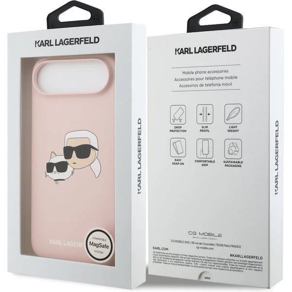 Karl Lagerfeld Liquid Silicone Double Heads MagSafe kryt iPhone Air ružový