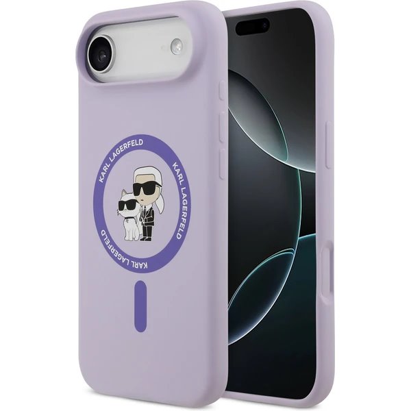 Karl Lagerfeld Liquid Silicone Karl and Choupette MagSafe kryt iPhone Air fialový