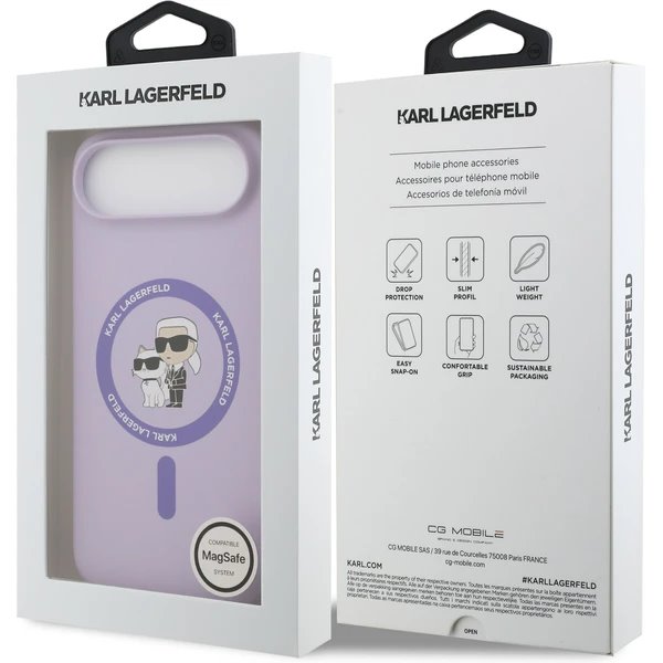 Karl Lagerfeld Liquid Silicone Karl and Choupette MagSafe kryt iPhone Air fialový