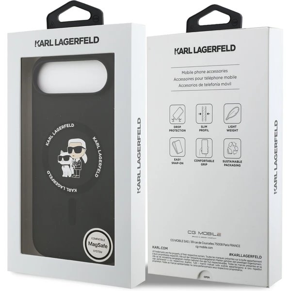 Karl Lagerfeld Liquid Silicone Karl and Choupette MagSafe kryt iPhone Air čierny