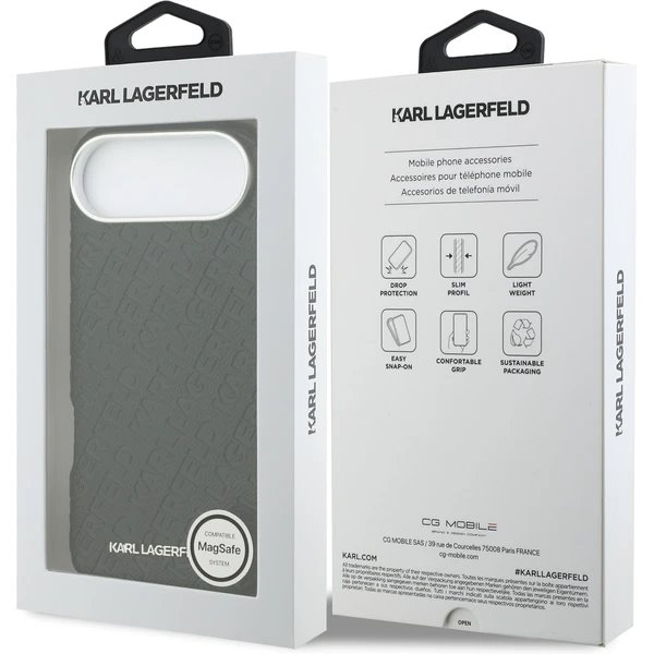 Karl Lagerfeld Grained PU Repeated Logo MagSafe kryt iPhone Air čierny