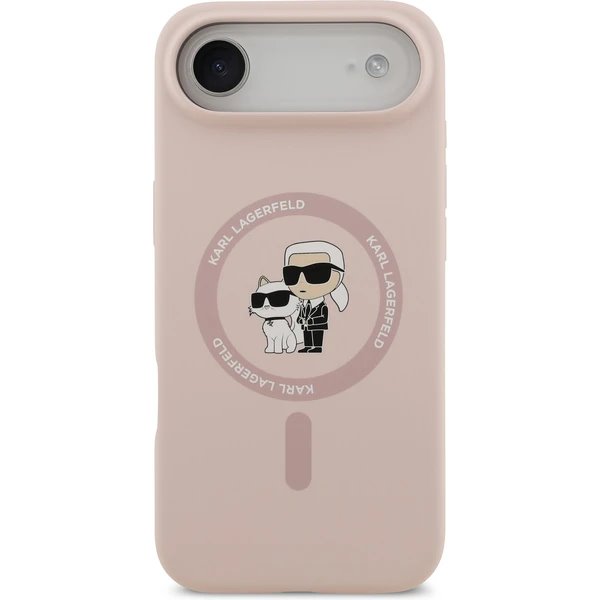 Karl Lagerfeld Liquid Silicone Karl and Choupette MagSafe kryt iPhone Air ružový