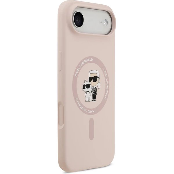 Karl Lagerfeld Liquid Silicone Karl and Choupette MagSafe kryt iPhone Air ružový