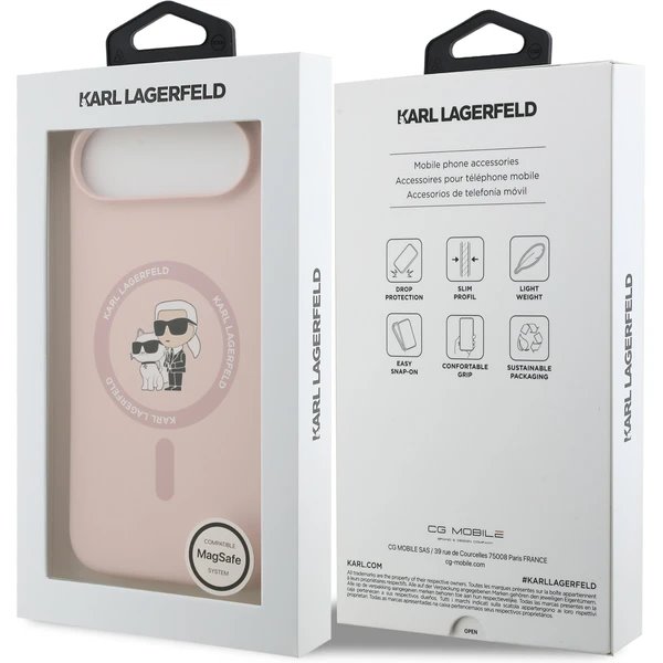 Karl Lagerfeld Liquid Silicone Karl and Choupette MagSafe kryt iPhone Air ružový