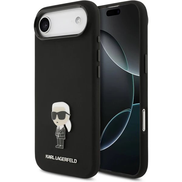 Karl Lagerfeld Liquid Silicone Metal Ikonik kryt iPhone Air čierny