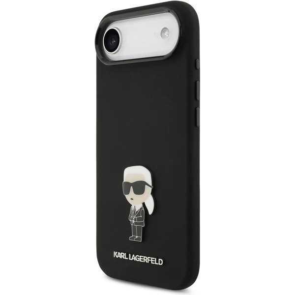 Karl Lagerfeld Liquid Silicone Metal Ikonik kryt iPhone Air čierny