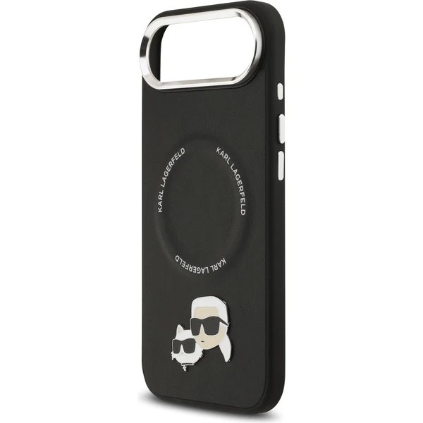 Karl Lagerfeld PU Karl and Choupette Heads Pins MagSafe kryt iPhone Air čierny