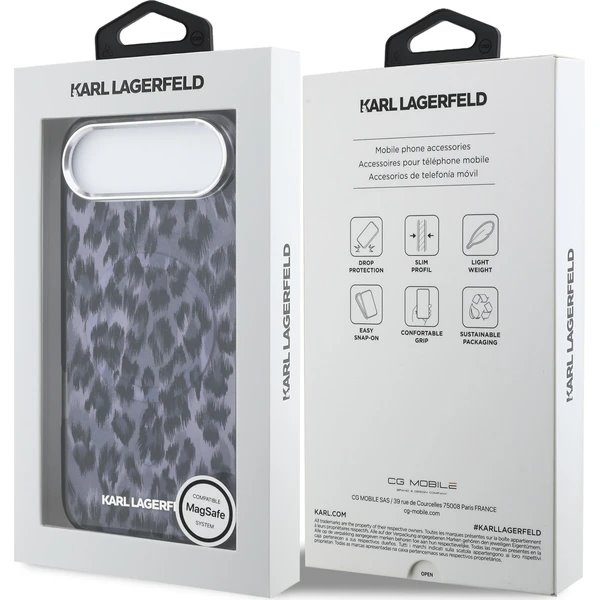 Karl Lagerfeld IML Leopard MagSafe kryt iPhone Air šedý