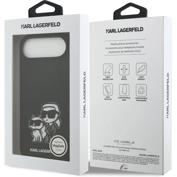 Karl Lagerfeld Liquid Silicone K&CH Sketch MagSafe kryt iPhone Air čierny