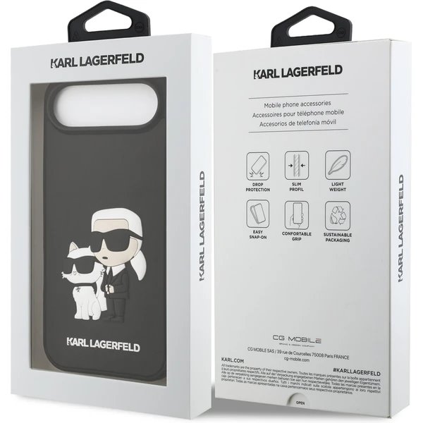 Karl Lagerfeld 3D Rubber Karl and Choupette kryt iPhone Air čierny