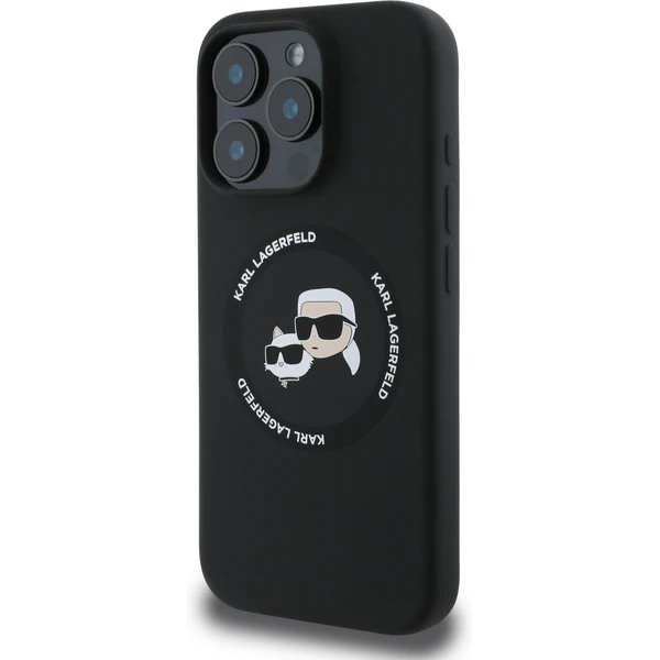 Karl Lagerfeld Liquid Silicone K&CH Heads MagSafe kryt iPhone 16 Pro Max čierny