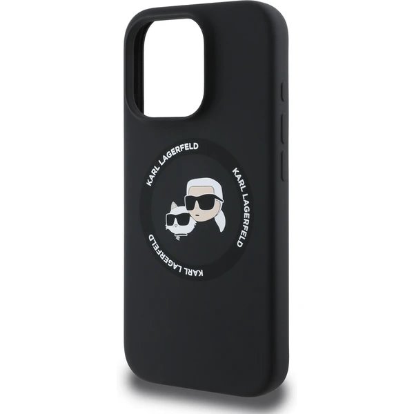 Karl Lagerfeld Liquid Silicone K&CH Heads MagSafe kryt iPhone 16 Pro Max čierny