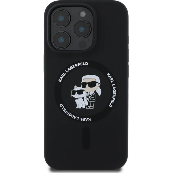 Karl Lagerfeld Liquid Silicone Karl and Choupette MagSafe kryt iPhone 16 Pro Max čierny