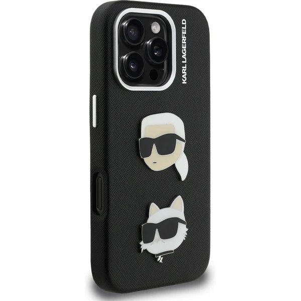 Karl Lagerfeld Grained PU K&CH Heads kryt iPhone 16 Pro Max čierny