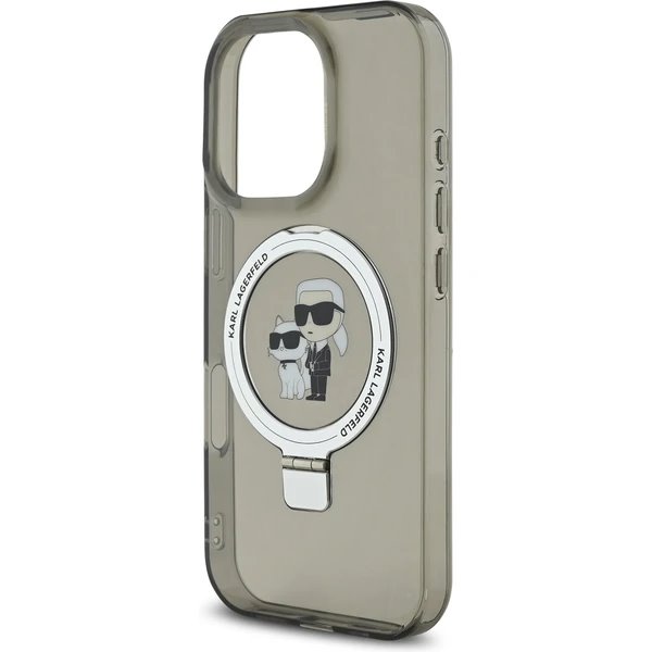 Karl Lagerfeld Ringstand Karl and Choupette MagSafe kryt iPhone 16 Pro Max čierny