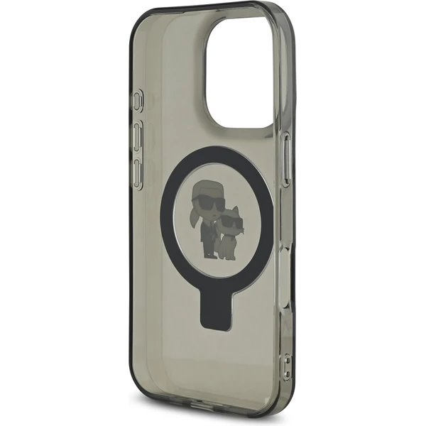 Karl Lagerfeld Ringstand Karl and Choupette MagSafe kryt iPhone 16 Pro Max čierny