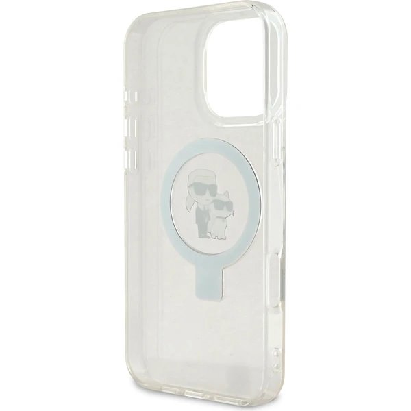 Karl Lagerfeld Ringstand Karl and Choupette MagSafe kryt iPhone 16 Pro Max biely