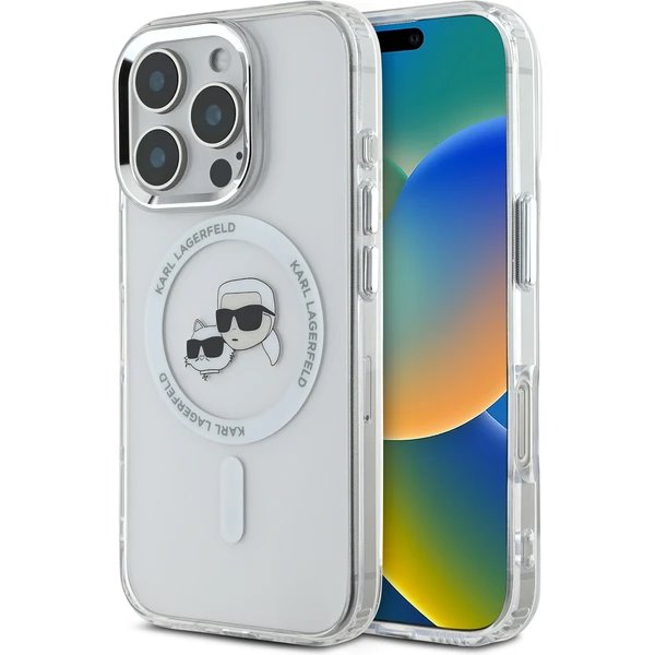 Karl Lagerfeld IML K&CH Heads Metal Frame MagSafe MagSafe kryt iPhone 16 Pro Max priehľadná